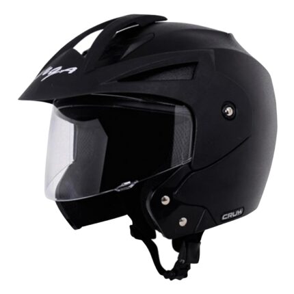 Vega Crux ISI Certified Flip-Up Helmet for Men and Women with Clear Visor(Black, Size:M)