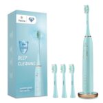 Vekkia Electric Toothbrush, Sonic Cleaning Rechargeble Toothbrush with Timer, Pressure Sensor, 4 Modes, 4 Brush Heads, Last up to 180 Days, Best Toothbrush for Adults (Blue Diamond)
