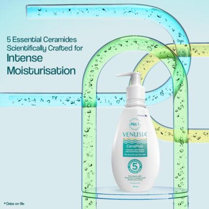 Venusia Ceraplus Lotion for Dry Skin - 5 Essential Ceramides for Deep moisturization & barrier repair I With Oat oil & oat extract,Hyaluronic Acid I Fragrance free body lotion I300gm