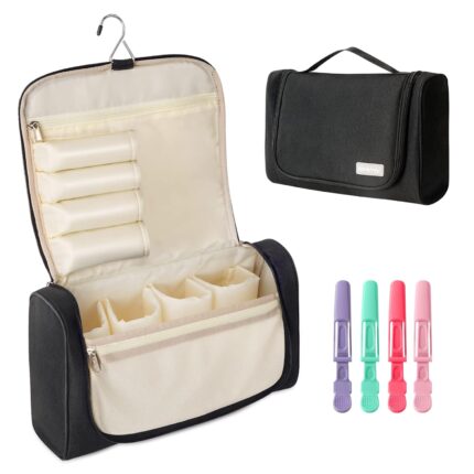 Verkinly Travel Case for Dyson Airwrap Compatible Styler and Attachments, Portable Travel Organizer Storage Bag with Hanging Hook for Hair Curler Accessories