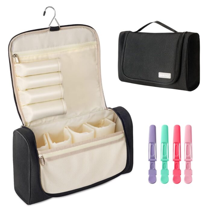 Verkinly Travel Case for Dyson Airwrap Compatible Styler and Attachments, Portable Travel Organizer Storage Bag with Hanging Hook for Hair Curler Accessories