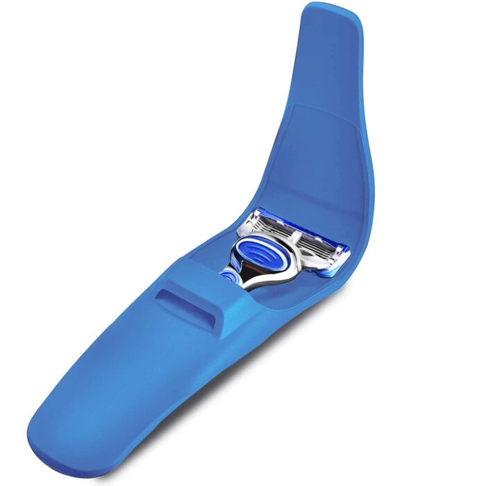 Viniso Portable Silicone Razor Holder Case, Compatible with Gillette, Parker, Merkur & More, Waterproof Travel Razor Case for Men & Women, Blue