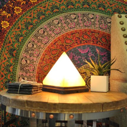 Vision Crafted Himalayan Rock Salt Pyramid Lamp Vastu and Feng Shui, Orange