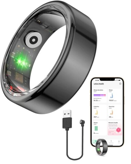 Vital Health Smart Ring for Women Black Vital Health Ring Smart Rings for Men with Fitness Tracking, Sleep Monitor, Activity Tracking, App (Size 8)
