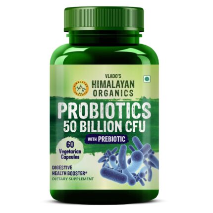 Vlado’s Himalayan Organics Probiotics 50 Billion CFU 150mg With Prebiotics | 10X Better Digestion And Strong Immunity | Improve Gut Health - 60 Vegetarian Capsules x Pack of 2
