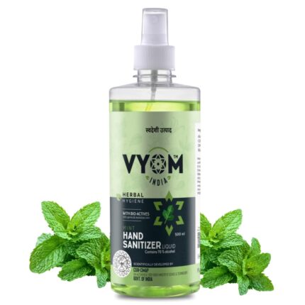 Vyom India Herbal Hygiene Mint Liquid Hand Sanitizer Spray | 70% Alcohol Based, Kills Germs, Long Lasting | 500 ML (Pack of 1)