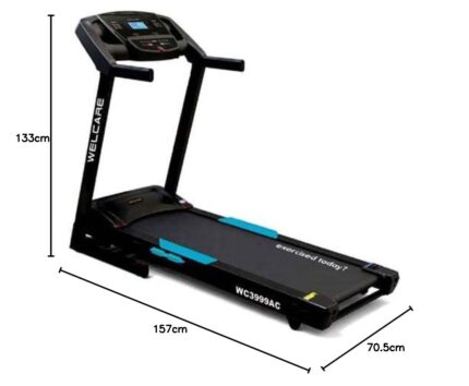 WELCARE Wc3999Ac 2.5Hp Peak Ac Foldable Motorized Treadmill With Lcd Display, Auto Incline, Fitshow App Support, Black