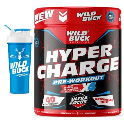WILD BUCK Wild Pre-X4 Hardcore Pre-Workout Supplement Powder With Creatine Monohydrate,Arginine Aakg,Beta-Alanine,Explosive Muscle Pump [40 Servings,Watermelon Twist] Free Shaker,2 Count