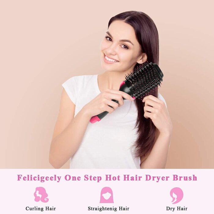 WOODCELL Step Hair Dryer and Volumizer, Hot Air Brush, 3 in1 Styling Brush Styler (BLACK)