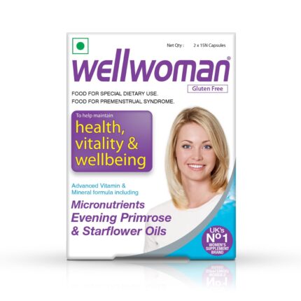 Wellwoman Multivitamin Capsules For Women With Evening Primrose Oil,Magnesium,Vitamin C,B6,Folic Acid To Provide All Round Nutrition,Immunity,Helps Reduce Pms,Pcos Symptoms,30 Veg Capsules,200 grams