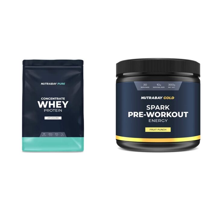 Whey Protein Concentrate - 1kg & Nutrabay Gold Series Spark Pre-Workout Fruit Punch 300g