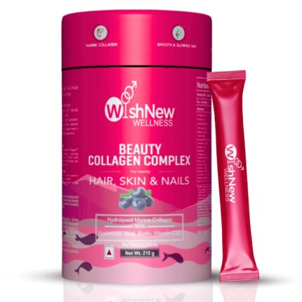 WishNew Wellness BEAUTY COLLAGEN COMPLEX, 21 Servings | Berry Flavor | Nourishment for Healthy Hair, Skin & Nails | 1 Sachet (10g) Daily