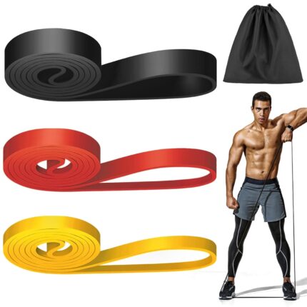 WuGU Fitness Bands 3 Pieces Loop Bands, Elastic Resistance Band for Pull-Up, Heavy Duty Fitness for Stretching, Resistance Workouts, Muscle Strengthening
