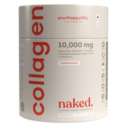 YourHappyLife Collagen Naked | Unflavored Marine Collagen Peptides with Vitamin C for Skin, Joints, Hair & Nails | Hydrolyzed for Fast Absorption | 10,000mg Collagen + 80mg Vitamin C | Pack of 1