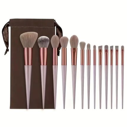 ZIKWOR Makeup Brush Set 13 Pcs Premium Synthetic Foundation Powder Concealers Eye shadows Blush Makeup Brushes with pink & green case