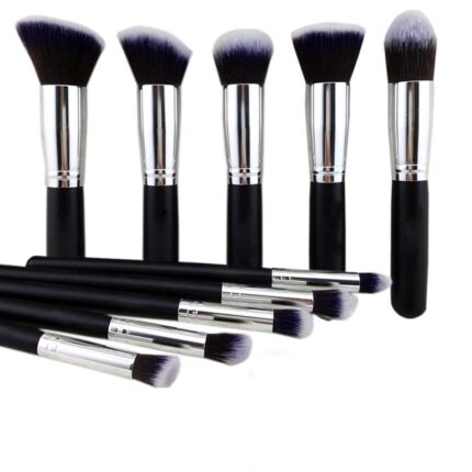ZIRAK Makeup Brush Set of 10 – Professional Foundation, Contour, Blush, Concealer & Eyeshadow Brushes with Soft Bristles – Premium Cosmetic Tool Kit for Women & Girls (Black)