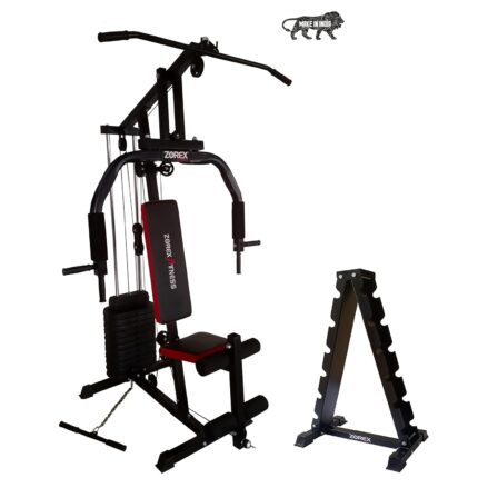 Zorex HGZ-1002 Home Gym Machine All in one equipments for Men Multiple Exercise at Home Bonus with 6 Tier Dumbbell Rack Stand (Without Dumbbells)