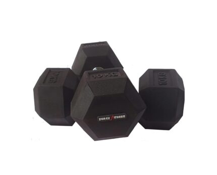 Zorex Rubber Coated Professional Exercise Hex Dumbbells (Pack of Two) 10x2=20Kg