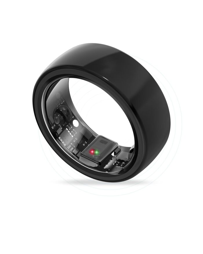 aaboRing, Health & Fitness Tracker Smart Ring, Advance Sleep Monitoring, Stress & Activity Tracking, Titanium, IP68 Waterproof (US Size No 12, Wireless - Deep Black)
