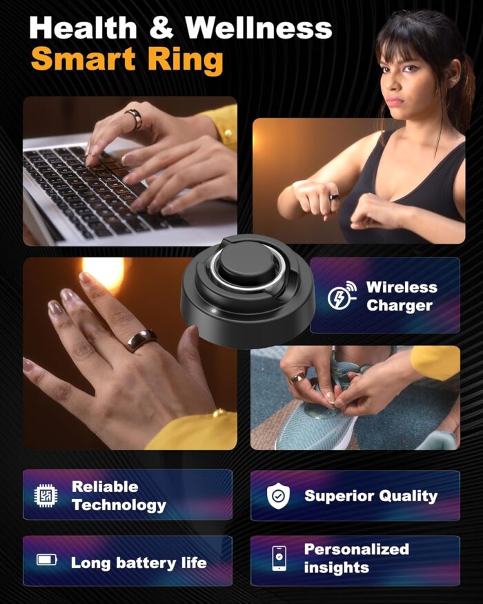 aaboRing Smart Ring, Men, Women, Track Heart Rate, HRV, Blood Oxygen, Fitness, Activity, Sleep Stress Monitoring, Step Count, Up to 7 Days of Battery Life, Titanium, No App Subscription, Silver 13
