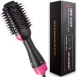 calldrishe Hot Air Brush, One-Step Hair Dryer And Volumizer Styler, Professional 3-In-1 Salon Negative Ion Ceramic Electric Blow Rotating Straightener & Curly Comb With Anti-Scald (Black), 1000 Watts