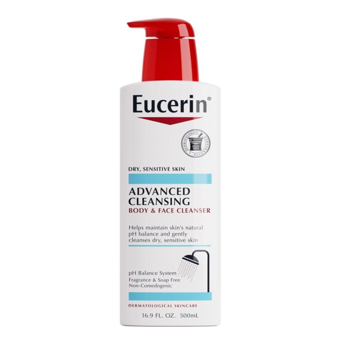 eucerin advanced cleansing body and face cleanser, 16.9 fluid ounce