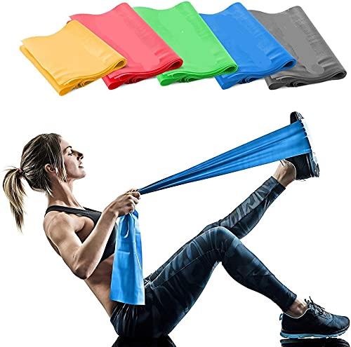fitnessBox Resistance Band, Anti-Allergic & Tear-Resistant Latex-Free Natural Rubber, Anti-Slip Grip, Exercise Band for Training & Stretching Men & Women (5pcs Set)