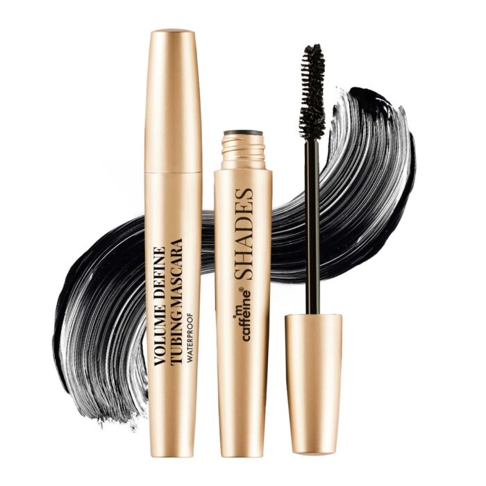 mCaffeine Shades Volume Define Tubing Mascara | Volumizes & Curls Lashes | 12 Hrs+ Stay | Tubing Formula Coats Individual Lash | Makeup Beauty Eye liner | Easy Removal | Waterproof, Clump & Flake Free | Black Mascara - 5ml