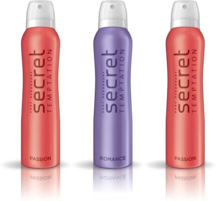 secret temptation 2 Passion & 1 romance Pack of 3 Deodorant Spray - For Women (450 ml, Pack of 3)