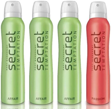secret temptation 3 Affair and 1 Play Deodorant Spray - For Women (600 ml, Pack of 4)