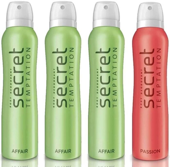 secret temptation 3 Affair and 1 Play Deodorant Spray - For Women (600 ml, Pack of 4)