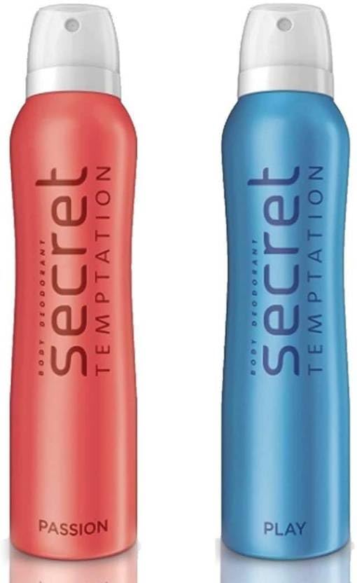 secret temptation Passion and Play Deodorant Spray - For Women (300 ml, Pack of 2)
