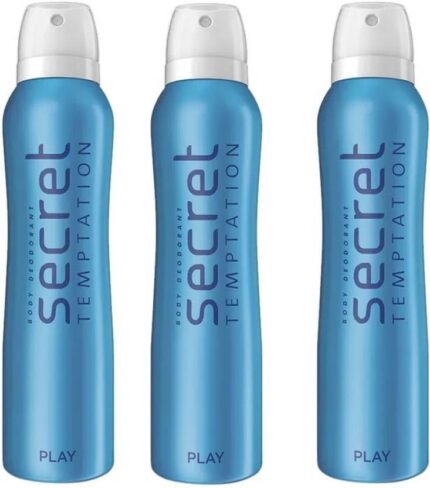secret temptation Play Deodorant 150ml*3Pcsd 5482 Deodorant Spray - For Women (450 ml, Pack of 3)