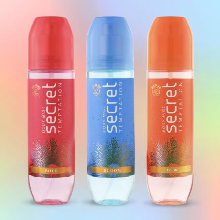 Secret Temptation Body Mist Combo for Women, Pack of 3 (120 Ml Each) l Bold, Bloom & Dew Body Mist l Long-Lasting Fragrance l Dermatologically Tested & Safe on Skin