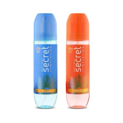 Secret Temptation Body Mist Combo for Women, Pack of 2 (135ml Each) l Bloom & Dew Body Mist l Long-Lasting Fragrance l Dermatologically Tested & Safe on Skin
