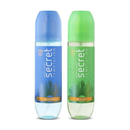Secret Temptation Body Mist Combo for Women, Pack of 2 (135ml Each) l Bloom & Magic Body Mist l Long-Lasting Fragrance l Dermatologically Tested & Safe on Skin