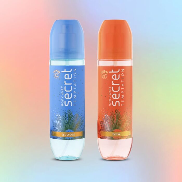 Secret Temptation Body Mist Combo for Women, Pack of 2 (120 Ml Each) l Bloom & Dew Body Mist l Long-Lasting Fragrance l Dermatologically Tested & Safe on Skin
