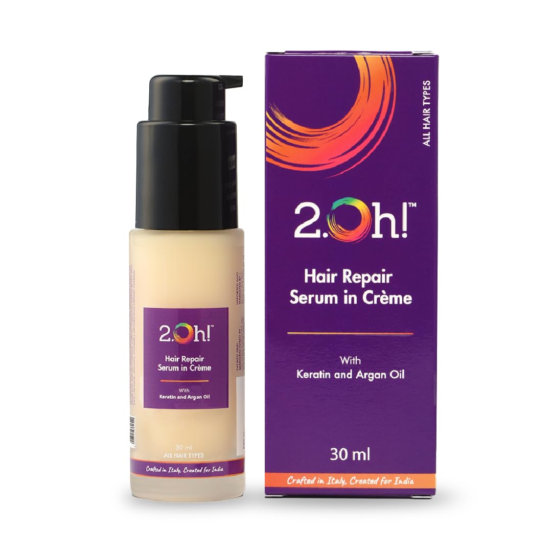 2.Oh! Italian Hair Repair Serum In Crème | For Dry Frizzy Hair with Active Repair Catalysts | Prevents Frizz and Breakage | Hair Serum for Women and Men | Keratin, Argan Oil | Lightweight, Non-Greasy