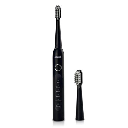 AGARO COSMIC ADVANCE Sonic Electric Tooth Brush For Adults With 5 Modes, 2 Brush Heads & Rechargeable With 4 Hours Charge Lasting Up To 25 Days, Power Toothbrush, (Black)