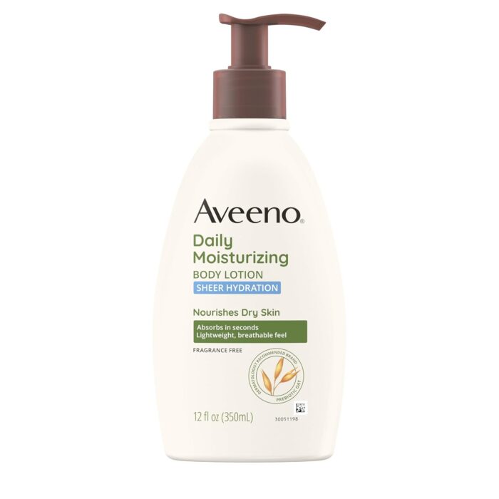 Aveeno Sheer Hydration Daily Moisturizing Lotion, Fragrance Free, 12 Fl Oz, 355ml