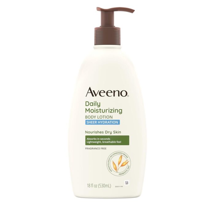 Aveeno Sheer Hydration Daily Moisturizing Lotion for Dry Skin with Soothing Oat, Lightweight, Fast-Absorbing & Fragrance-Free Intense Body Moisturizer, 18 fl. Oz, 530ml
