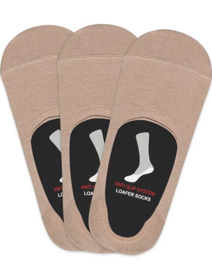 BALENZIA SocksXpress Men's Cushioned Cotton No Show Socks with Anti Slip Silicon System - Pack of 3 Loafer Socks
