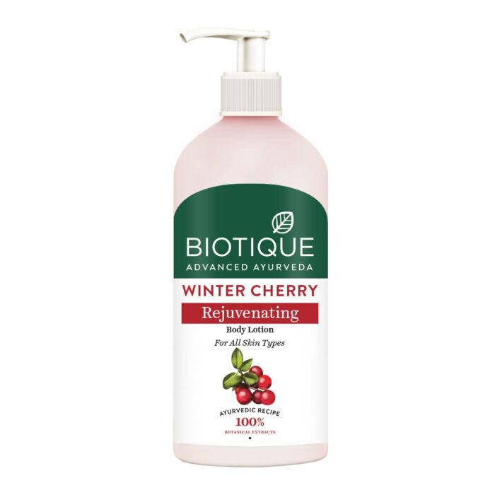 Biotique Winter Cherry Rejuvenating Body Lotion | Moisturizes and Hydrates the Skin | Prevents Ageing, Wrinkles and Dark Spots| 100% Botanical Extracts| Suitable for All Skin Types | 300ml
