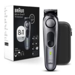 Braun All-In-One Style Kit Series 7 7410, 8-In-1 Battery Powered Trimmer For Men With Beard Trimmer, Body Trimmer For Manscaping, Hair Clippers & More, Sharpest Blade, 40 Length Settings, Waterproof