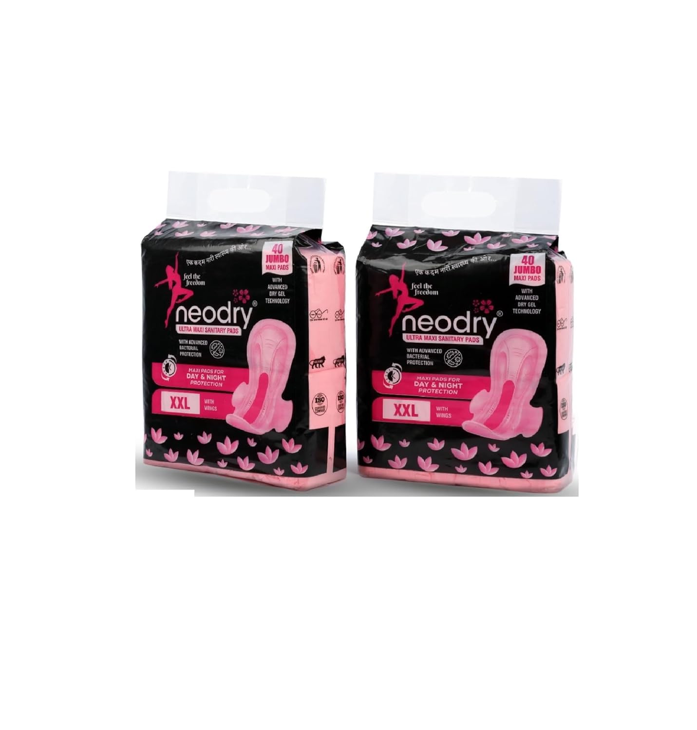 Buy XXL | Cottony Soft Sanitary Pads With Wings for Women's and Girl's | Upto leakage protection | Extra Absorbs 2x Faster with Wider Back | Nights XXL | 80 Pads | Pack of 2