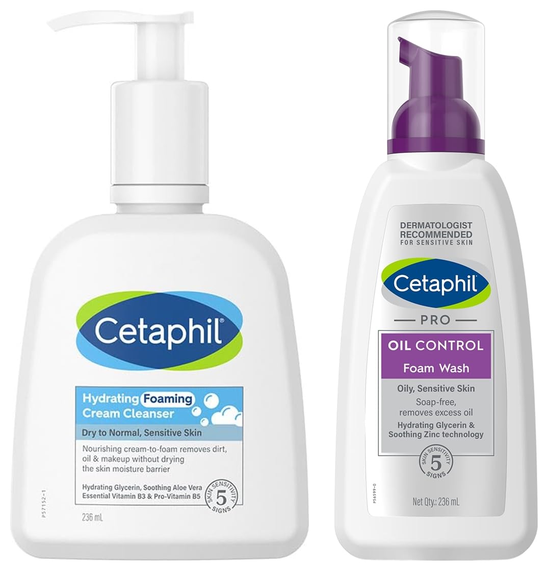 Cetaphil PRO Oil Control Foam Face Wash for Acne & Oily Prone Skin 236ml Hydrating foaming Face Wash, Cream to Foam Cleanser 236ml | Niacinamide, Pro-Vitamin B5 & and Aloe for Gentle Cleansing