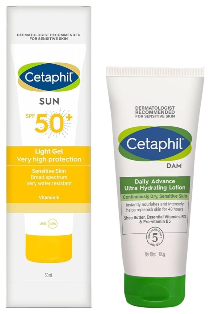 CetaphilCombinationSkinSunSpf50SunscreenVeryHighProtectionLightGelWaterResistantVitaminE50MlPackOf1 Daily Advance Ultra Hydrating Lotion Dry/Long Lasting Moisturizer Face & Body Multi 100 G