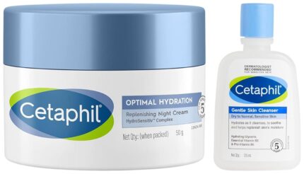 CetaphilGentleSkinCleanser125mlHydratingwithNiacinamideVitaminB5 Optimal Hydration Replenishing Night Cream 50g Lightweight & Fast Absorption Hyaluronic Acid Blue Daisy Extract Niacinamide