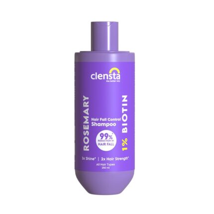 Clensta Rosemary Hair Fall Control Shampoo with Biotin for Reducing Hair Loss, Breakage & Daily use |All Hair Types | Men & Women | Sulfate & Paraben Free 250ml