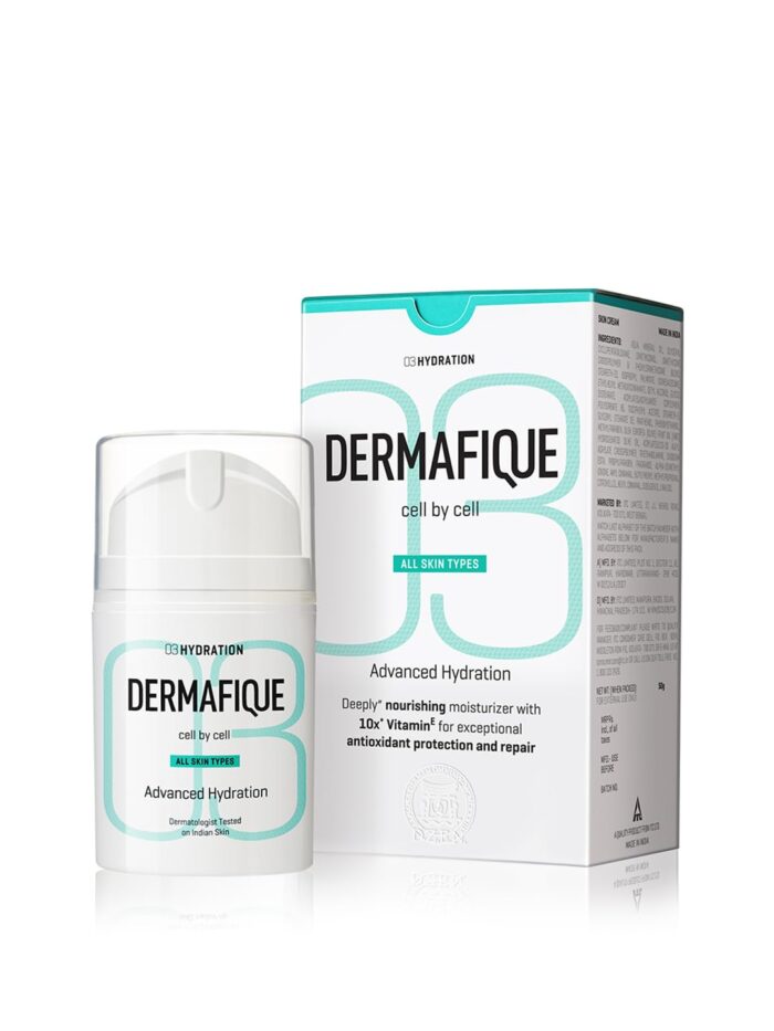 Dermafique Advanced Hydration Day Cream – 50g, with 10x Vitamin E Benefit and Glycerine, Luminous Looking Skin, Moisturizer for Face with Deep Hydration and Nourishment, For All Skin Type | Dermatologist Tested